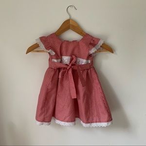 Super sweet vintage dress 12-18 months red and white gingham pattern